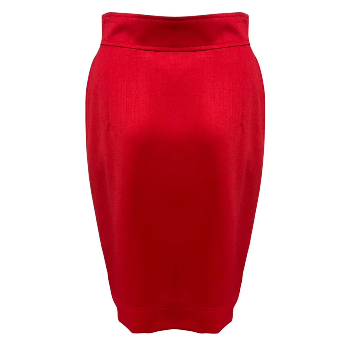Moschino Cheap and Chic Red Wool Pencil Skirt with Gold Heart Zipper