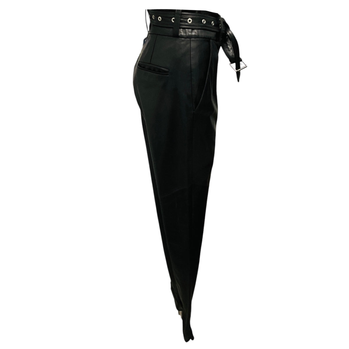 Iro Black Rifra Lamb Leather Pants with Belt