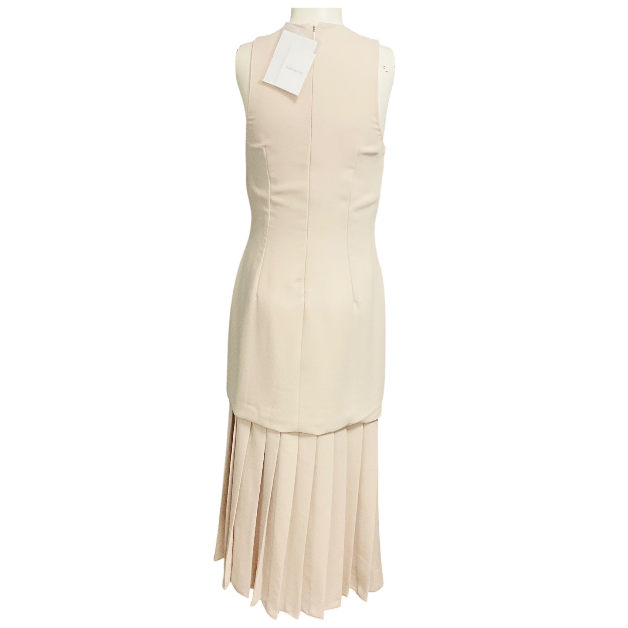 16ARLINGTON Osso Beige Anci Drop Waist Crepe Midi Dress