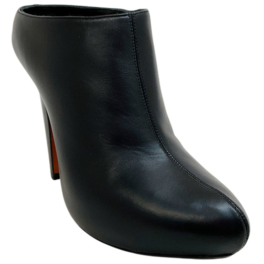 Alexander McQueen Black Leather Slip On Platform Mules
