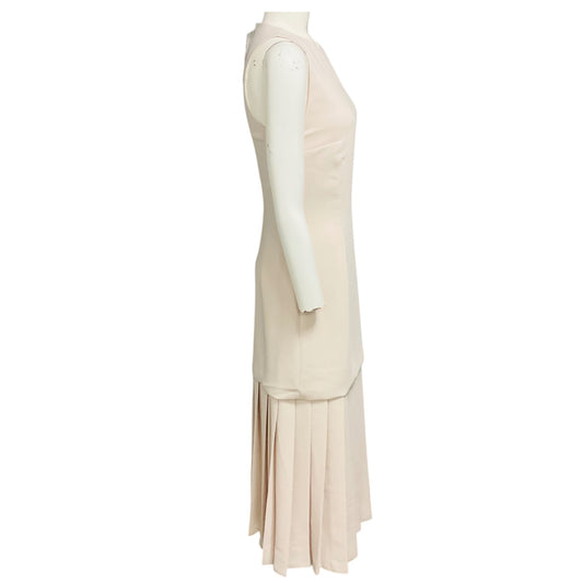 16ARLINGTON Osso Beige Anci Drop Waist Crepe Midi Dress