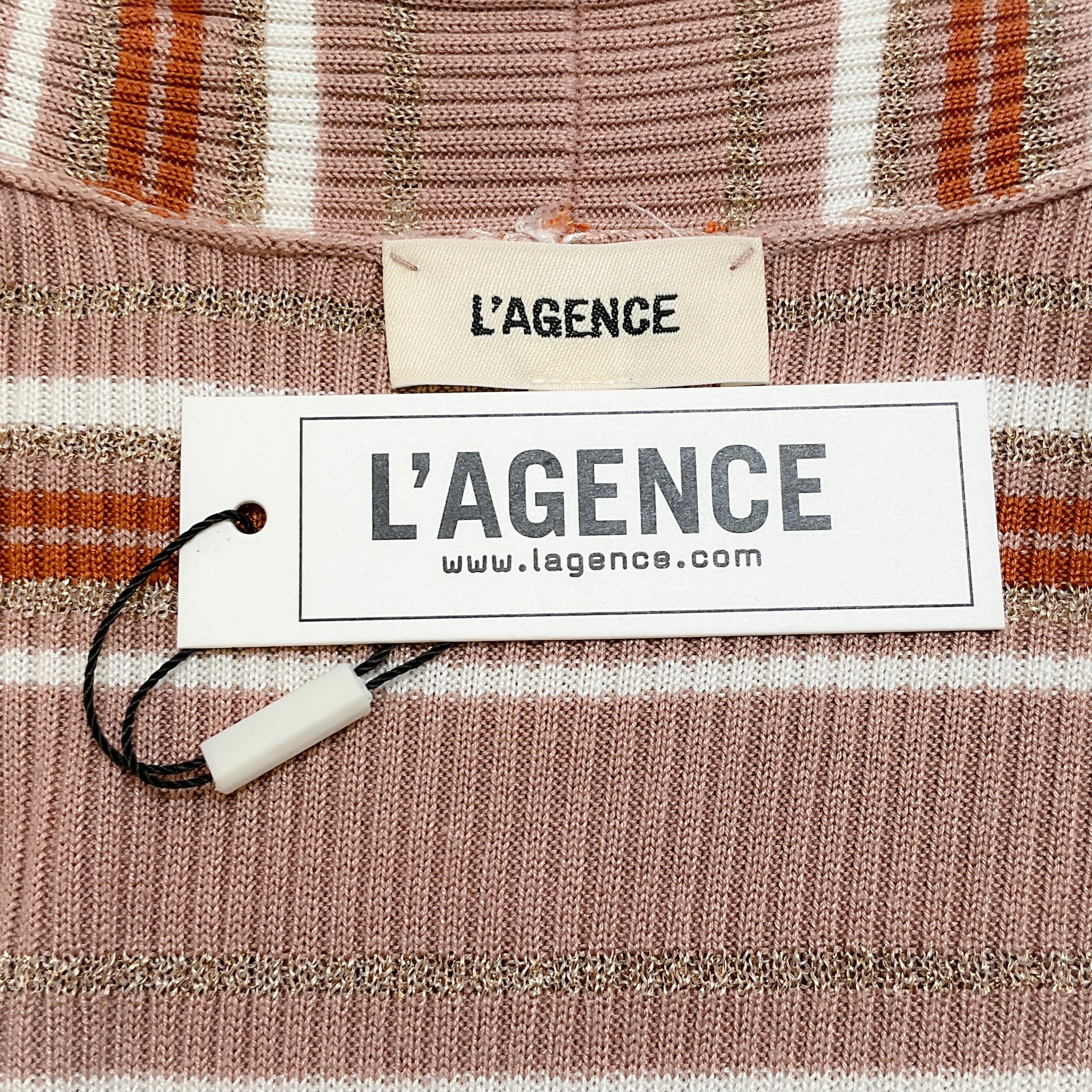 L'Agence Beige Multi Metallic Striped Mirija Duster Cardigan