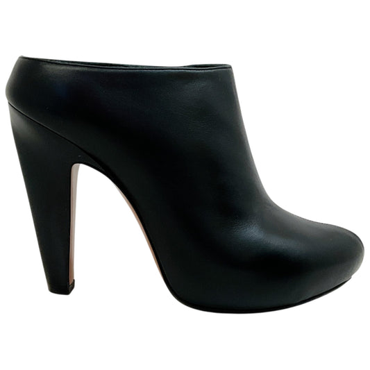 Alexander McQueen Black Leather Slip On Platform Mules