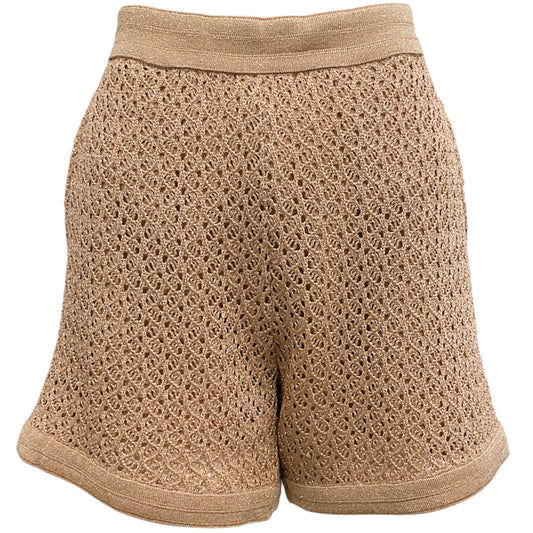 Paola Bernardi Rose Gold Metallic Crochet Kiara Shorts