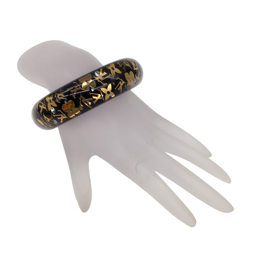 Louis Vuitton Black / Gold Monogram Inclusion GM Bangle Bracelet