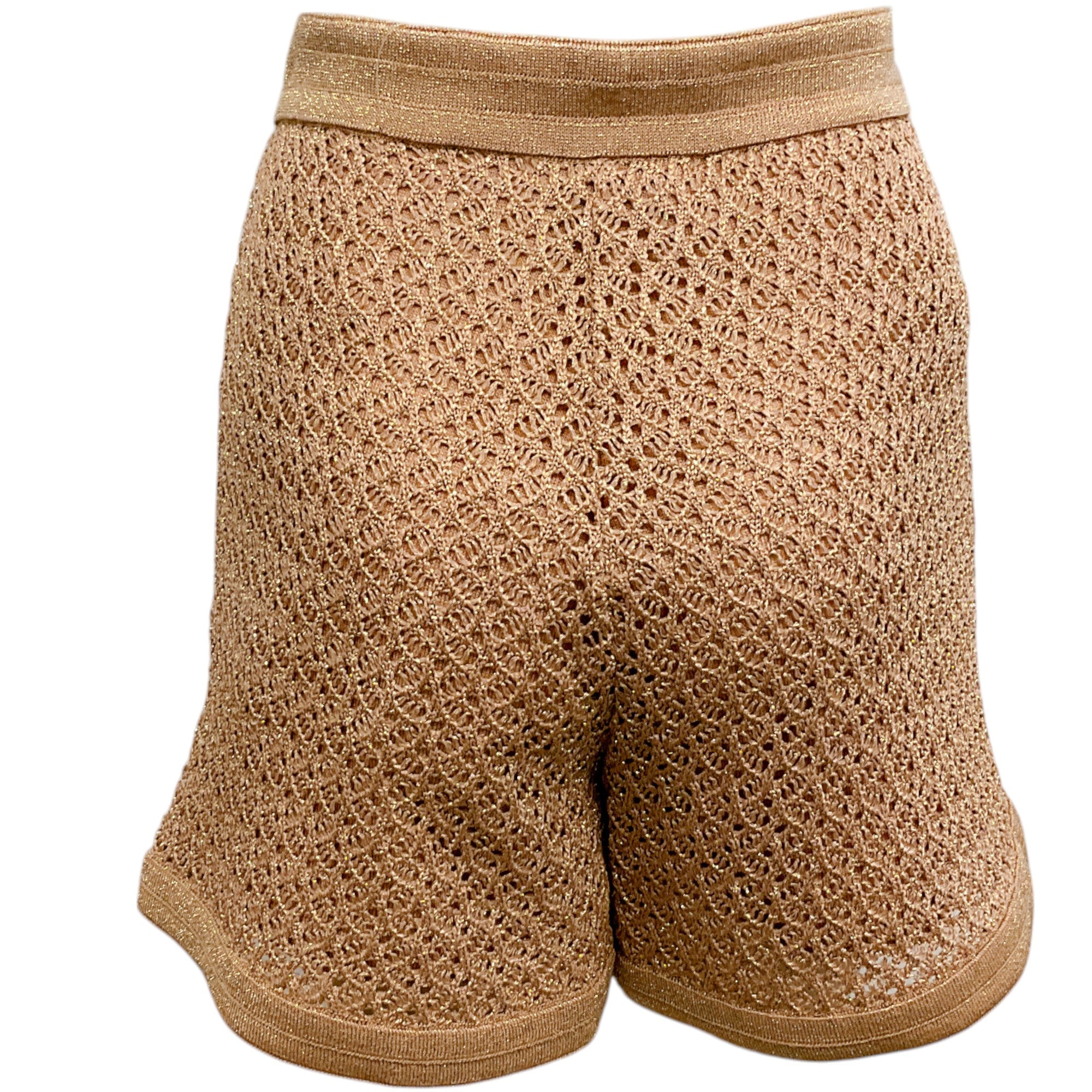 Paola Bernardi Rose Gold Metallic Crochet Kiara Shorts