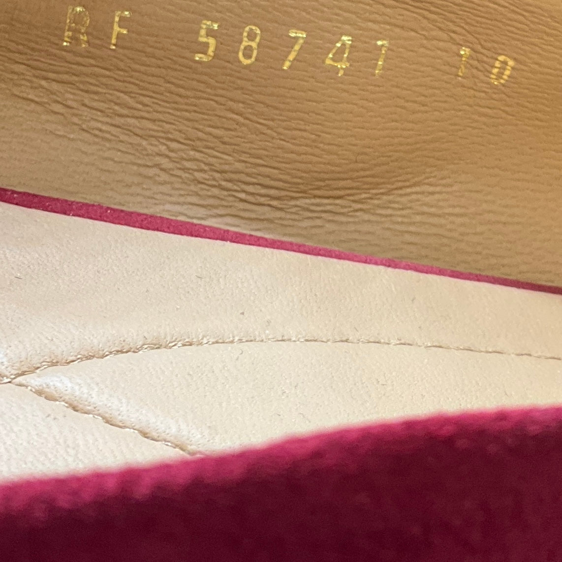 Salvatore Ferragamo Red Suede Flats with Grograin Bow and Gold Hardware