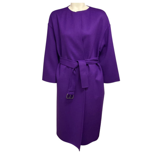 Christian Dior Purple Mid Length Wool Coat with Belt