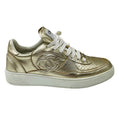 Load image into Gallery viewer, Chanel Gold Metallic 2023 CC Logo Calfskin Leather Low Top Sneakers

