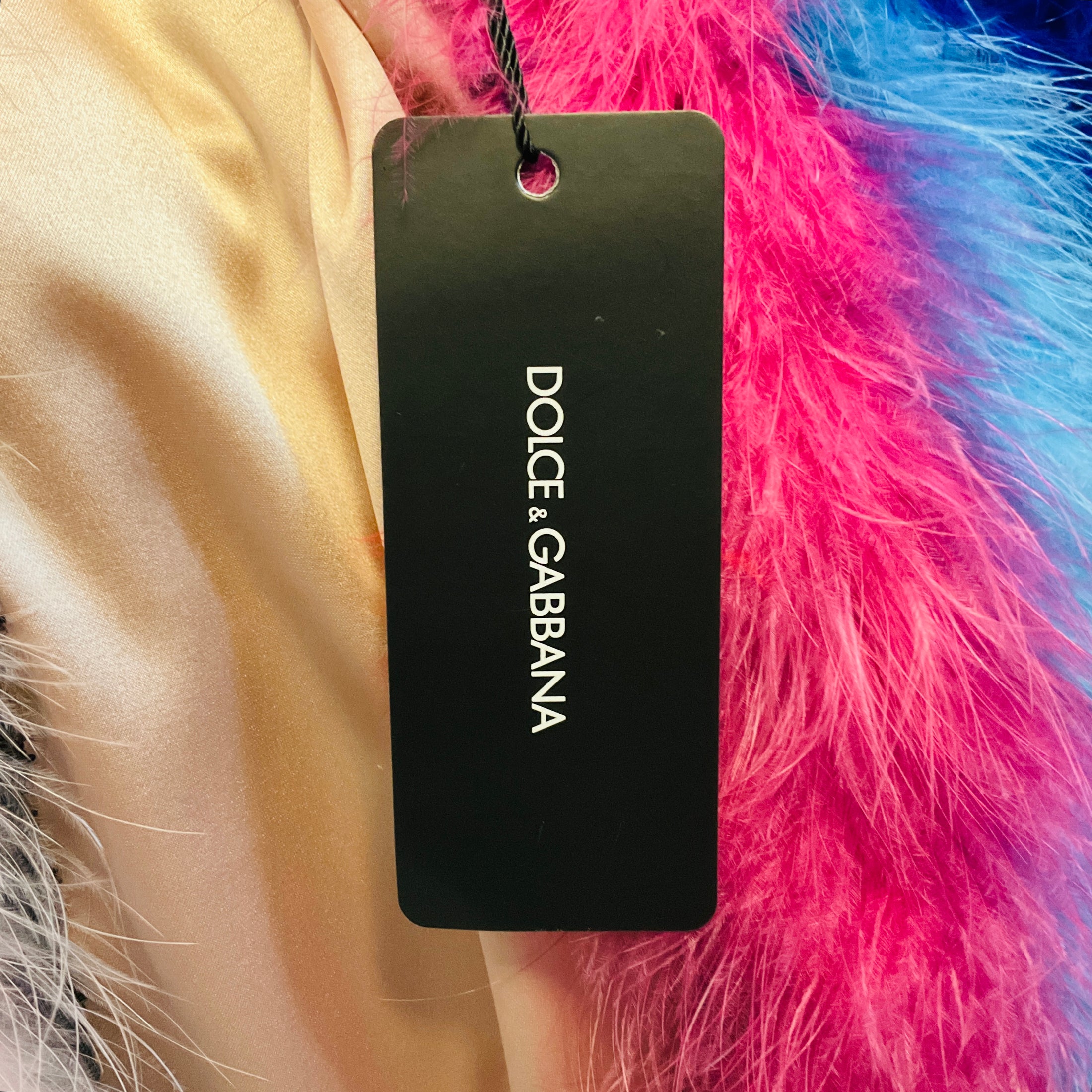 Dolce & Gabbana Multicolor Striped Feather Coat