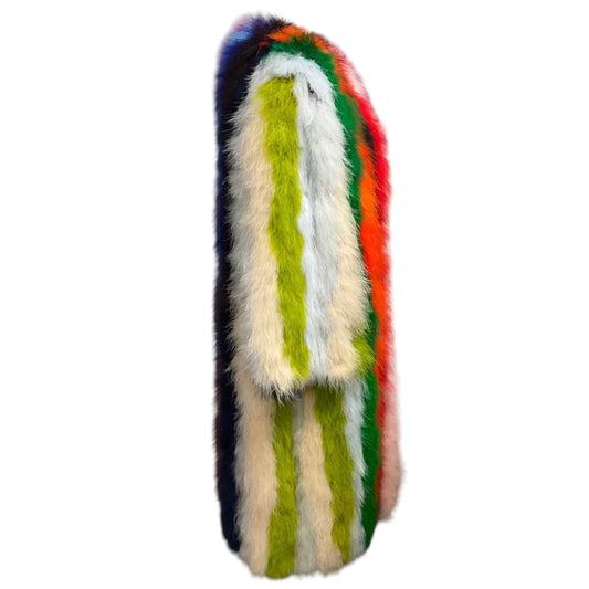 Dolce & Gabbana Multicolor Striped Feather Coat