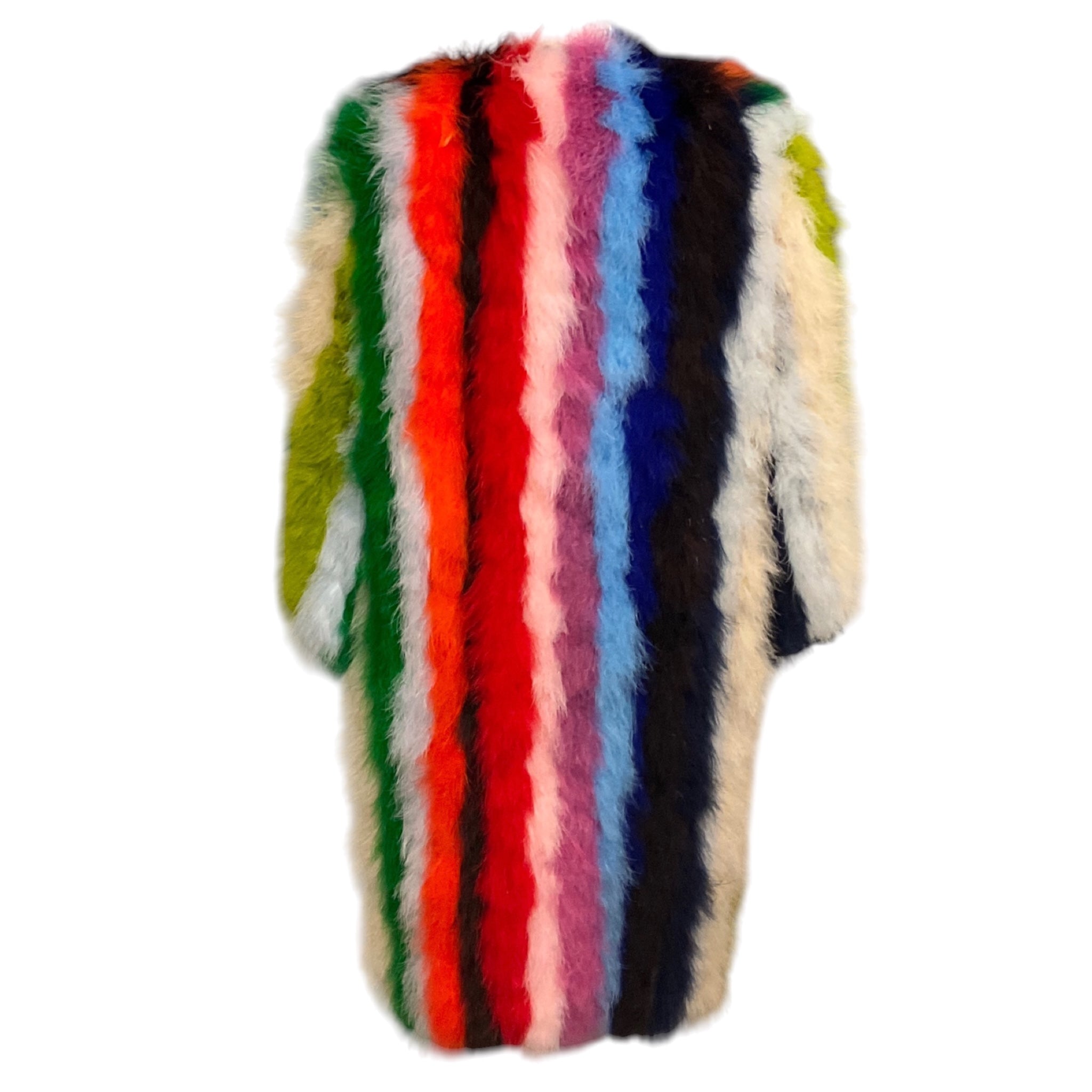 Dolce & Gabbana Multicolor Striped Feather Coat