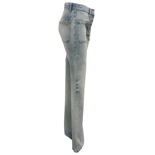Courreges Light Blue Wash Flared Denim Jeans