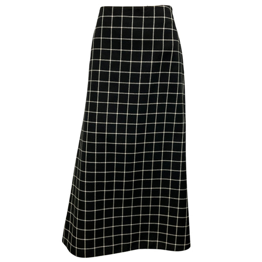 Marni Black / White 2023 Checked Wool Midi Skirt