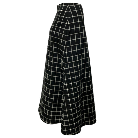Marni Black / White 2023 Checked Wool Midi Skirt