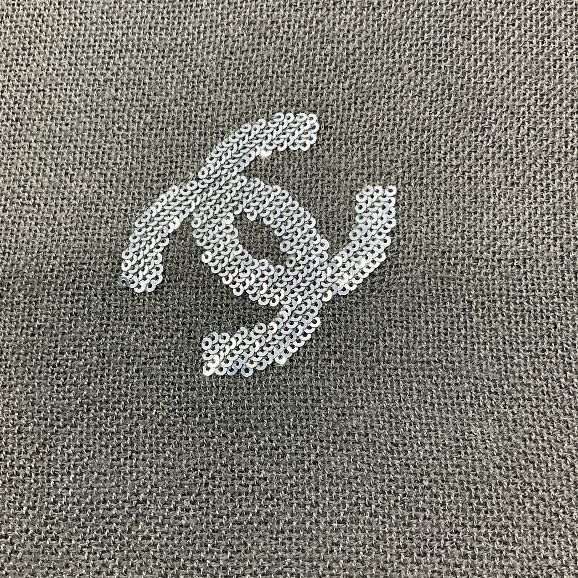 Chanel Black Sequined CC Logo Fringed Cashmere Scarf