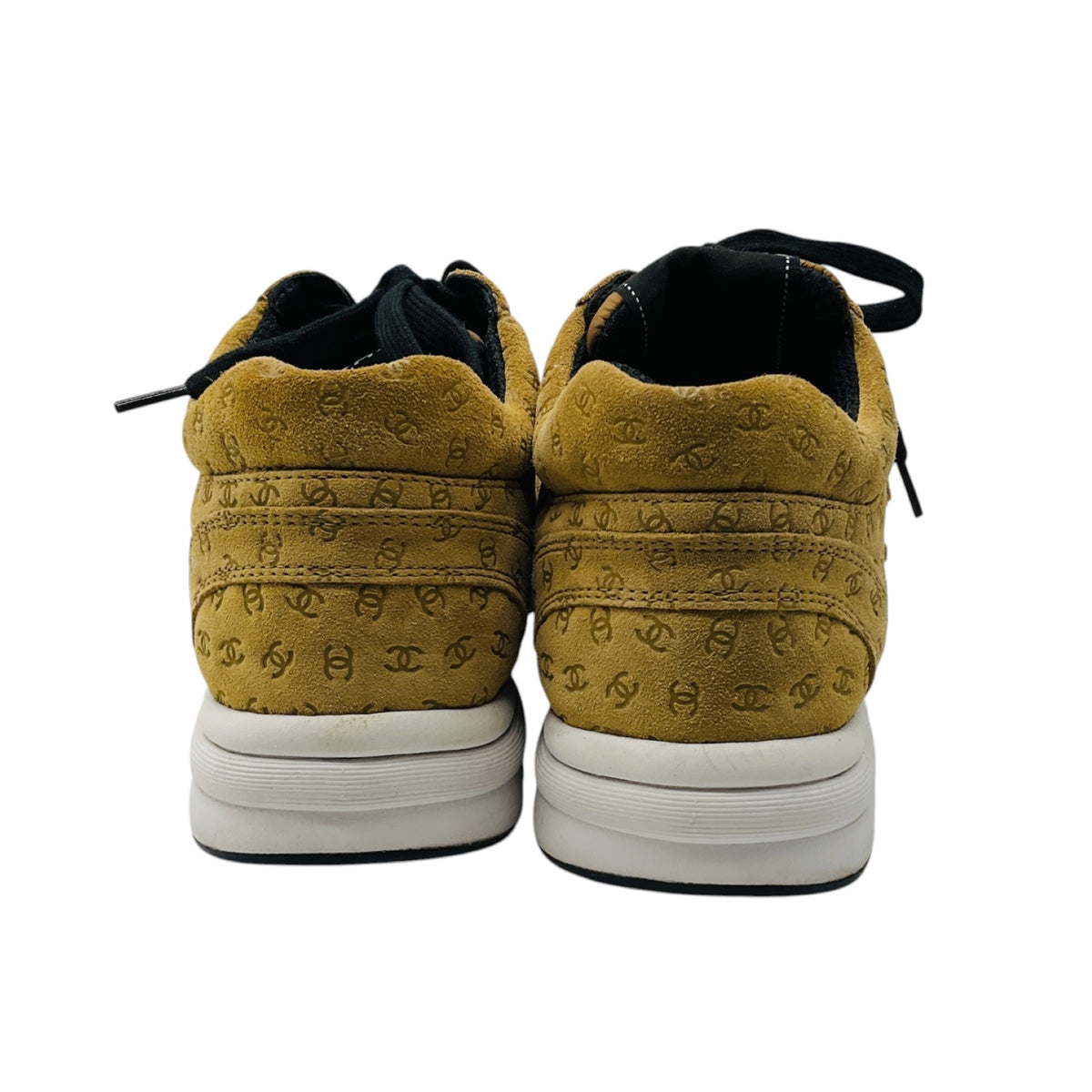 Chanel Tan CC Logo Embossed Coco Mark Suede Sneakers