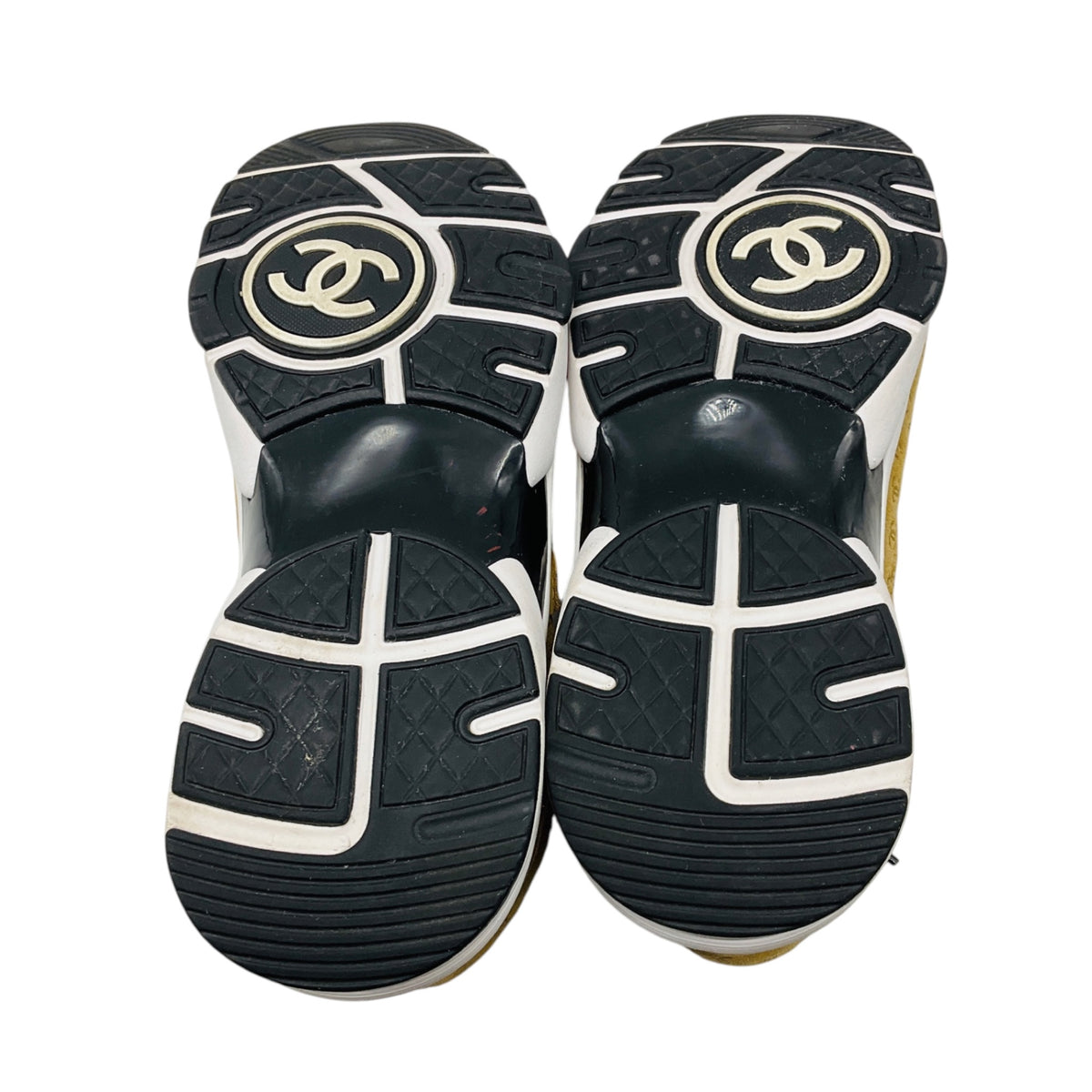 Chanel Tan CC Logo Embossed Coco Mark Suede Sneakers