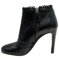 Load image into Gallery viewer, Chanel Black Leather Scallop Trip Ankle Boots with Quilted Toe
