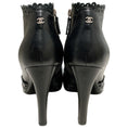 Load image into Gallery viewer, Chanel Black Leather Scallop Trip Ankle Boots with Quilted Toe

