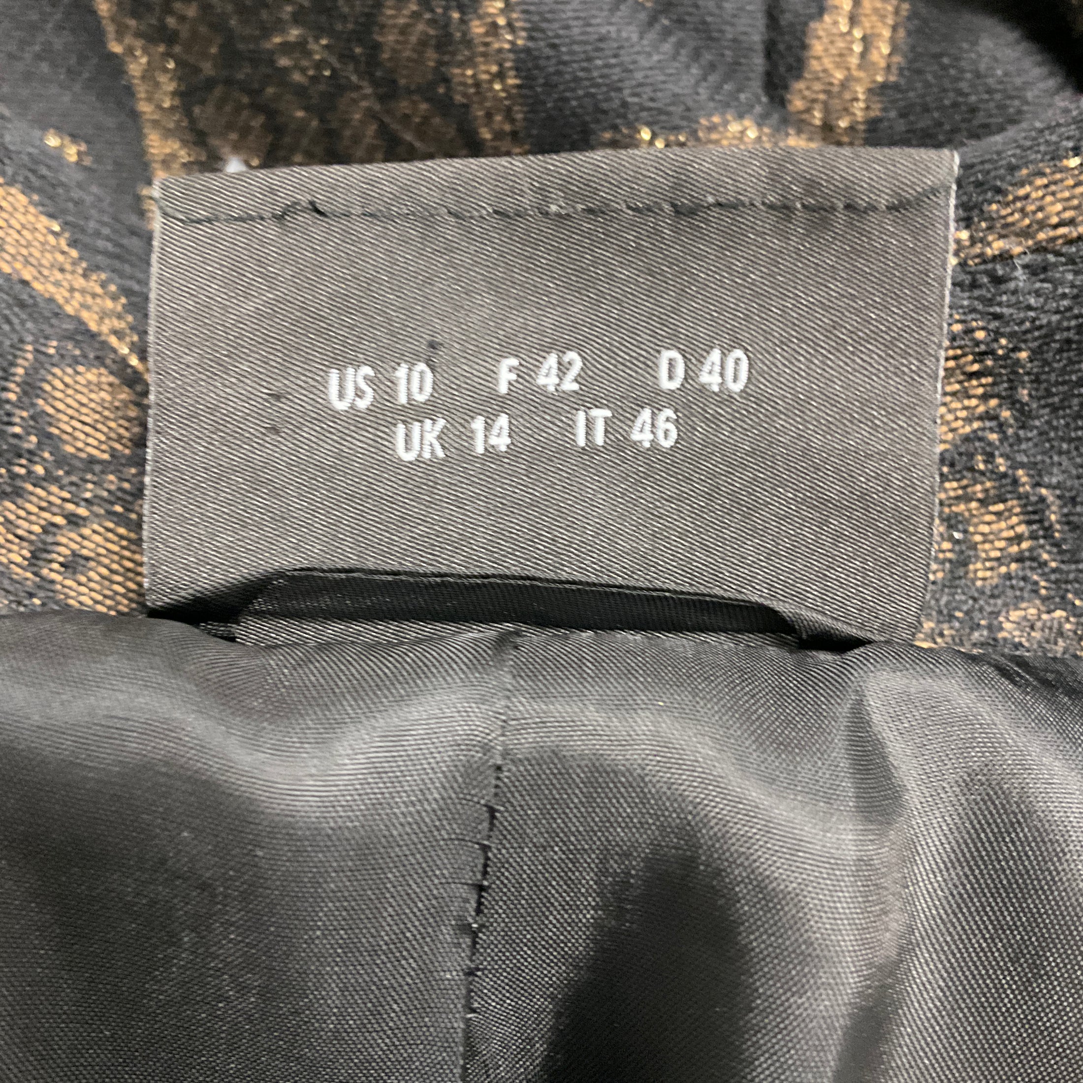 Akris Black / Brown / Gold Metallic Jacquard Coat