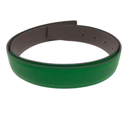 Hermes Green / Grey 2014 Reversible 32mm Leather Belt Strap