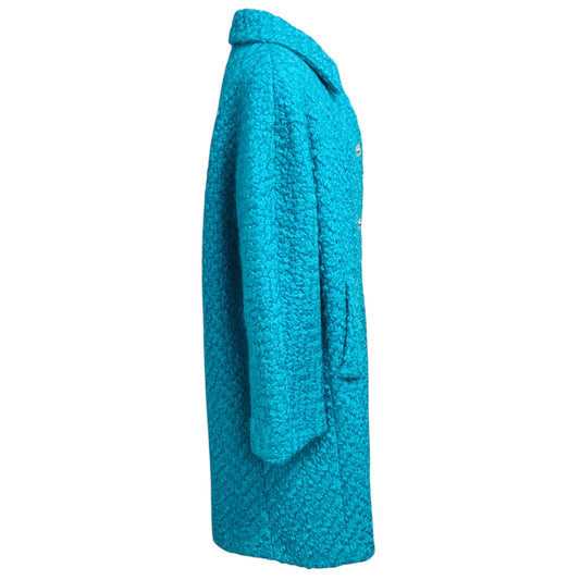 Versace Turquoise Astrakan Boucle Wool Coat with Medusa Buttons
