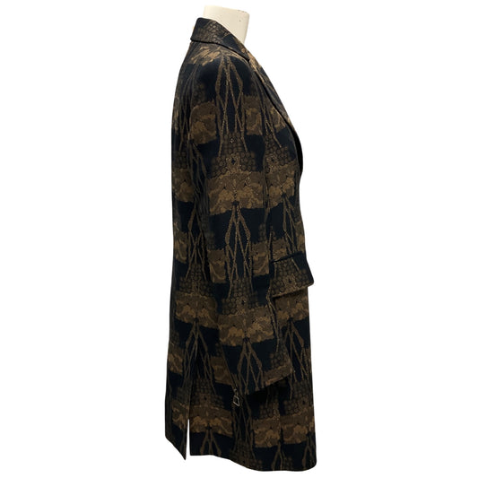 Akris Black / Brown / Gold Metallic Jacquard Coat