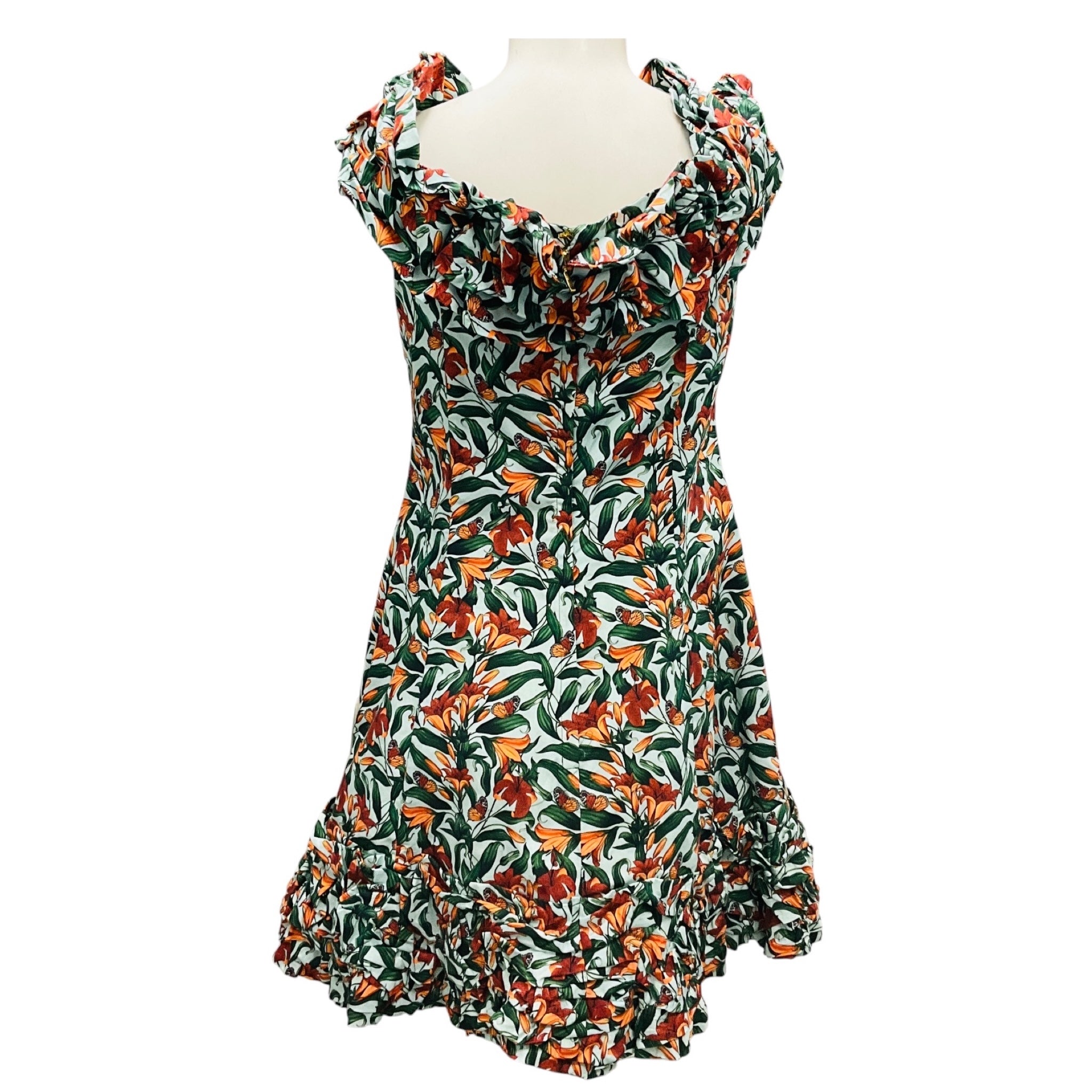 Agua by Agua Bendita Azul Multi Jardin Monarca Ruffled Mini Dress