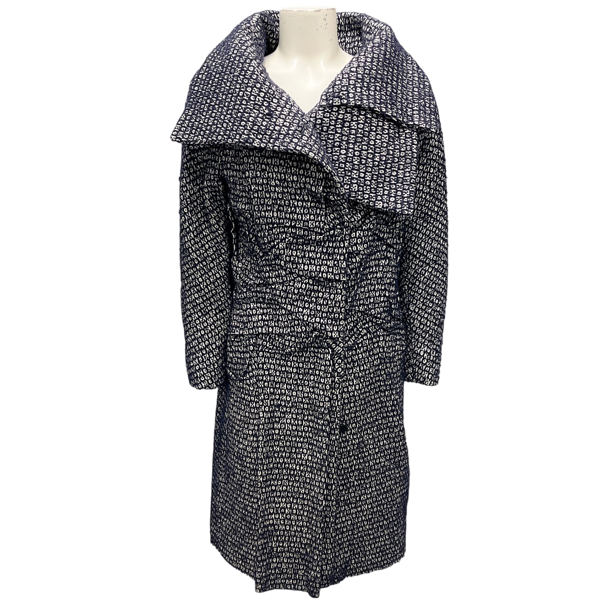Jil Sander Navy Blue / White Tweed Coat