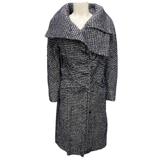 Jil Sander Navy Blue / White Tweed Coat