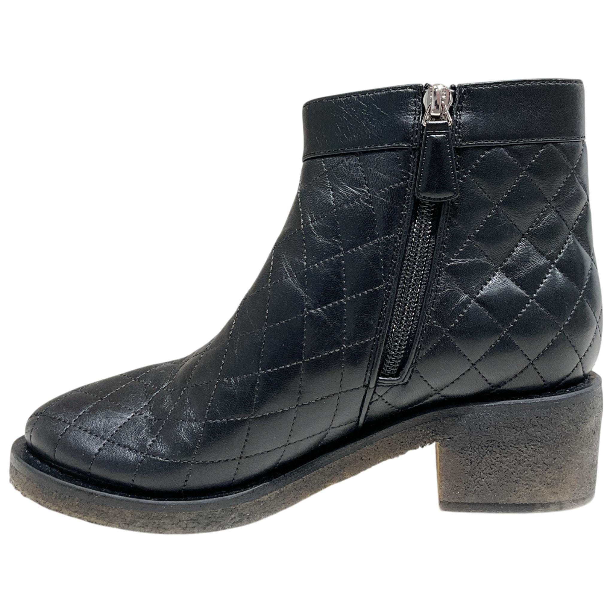 Chanel Black / Silver Cocomark Turnlock Quilted Calfskin Short Boots