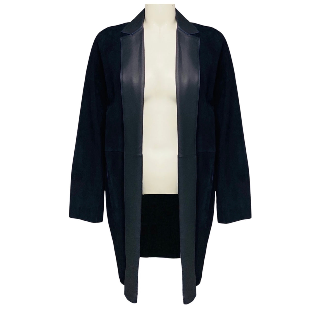 Loro Piana Navy Blue Triple Stitch Lambskin Suede Jimi Coat