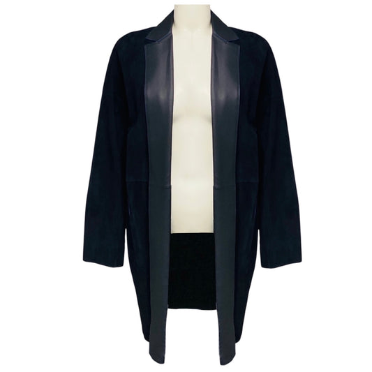 Loro Piana Navy Blue Triple Stitch Lambskin Suede Jimi Coat