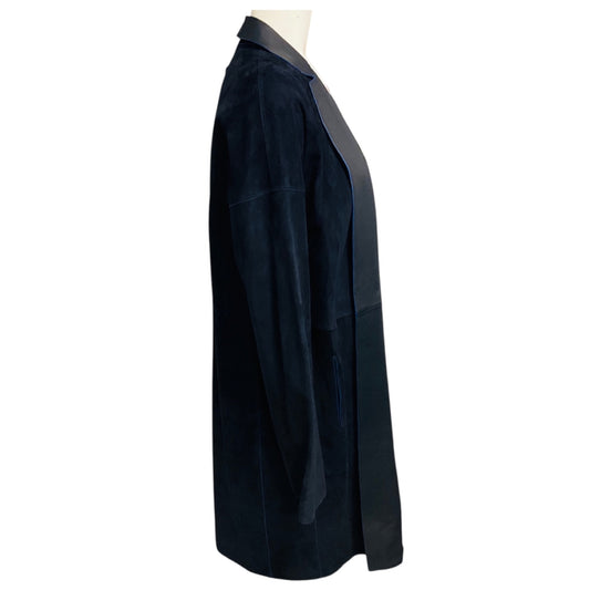 Loro Piana Navy Blue Triple Stitch Lambskin Suede Jimi Coat