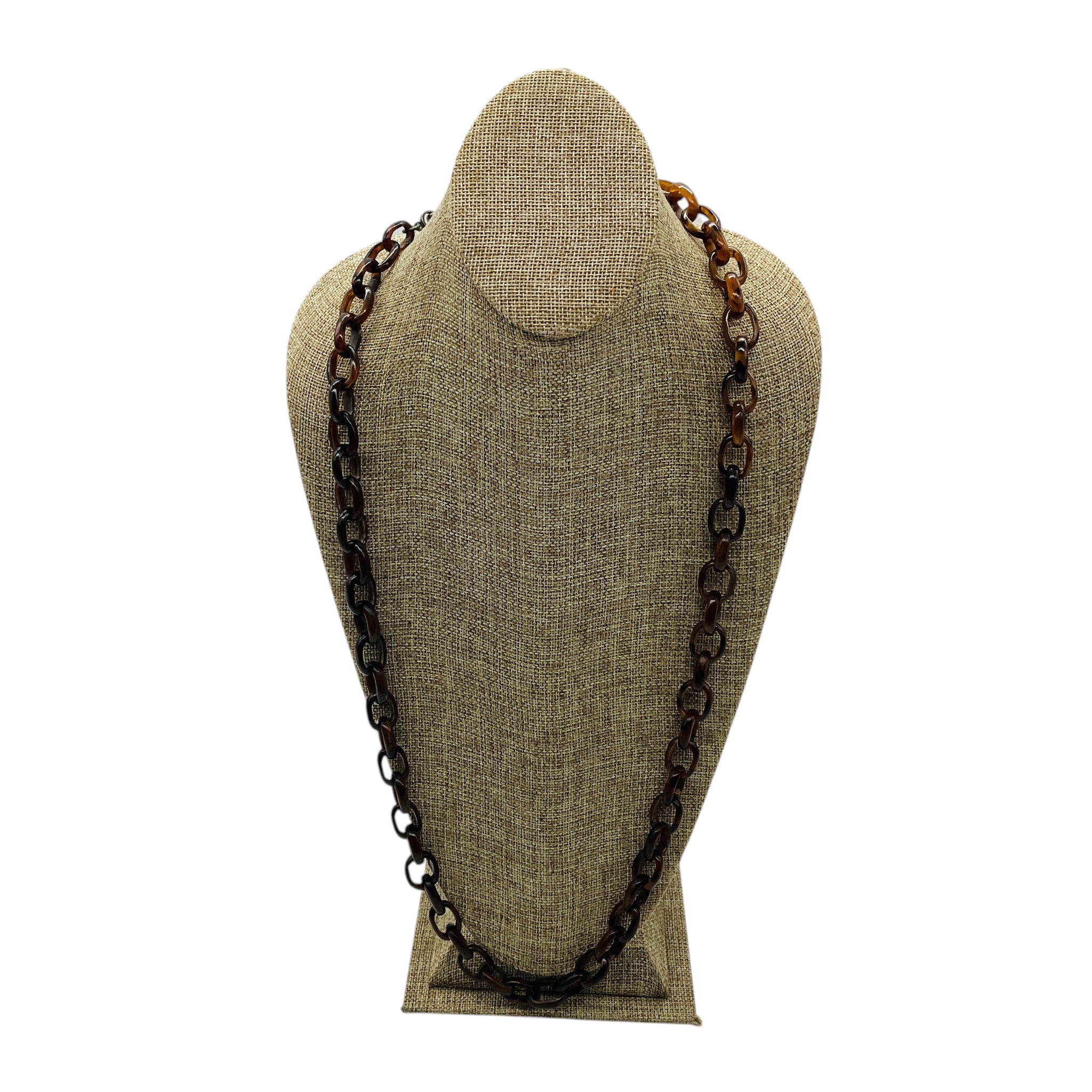 Loree Rodkin Brown Tortoiseshell Resin Chain Necklace with Pave Diamonds