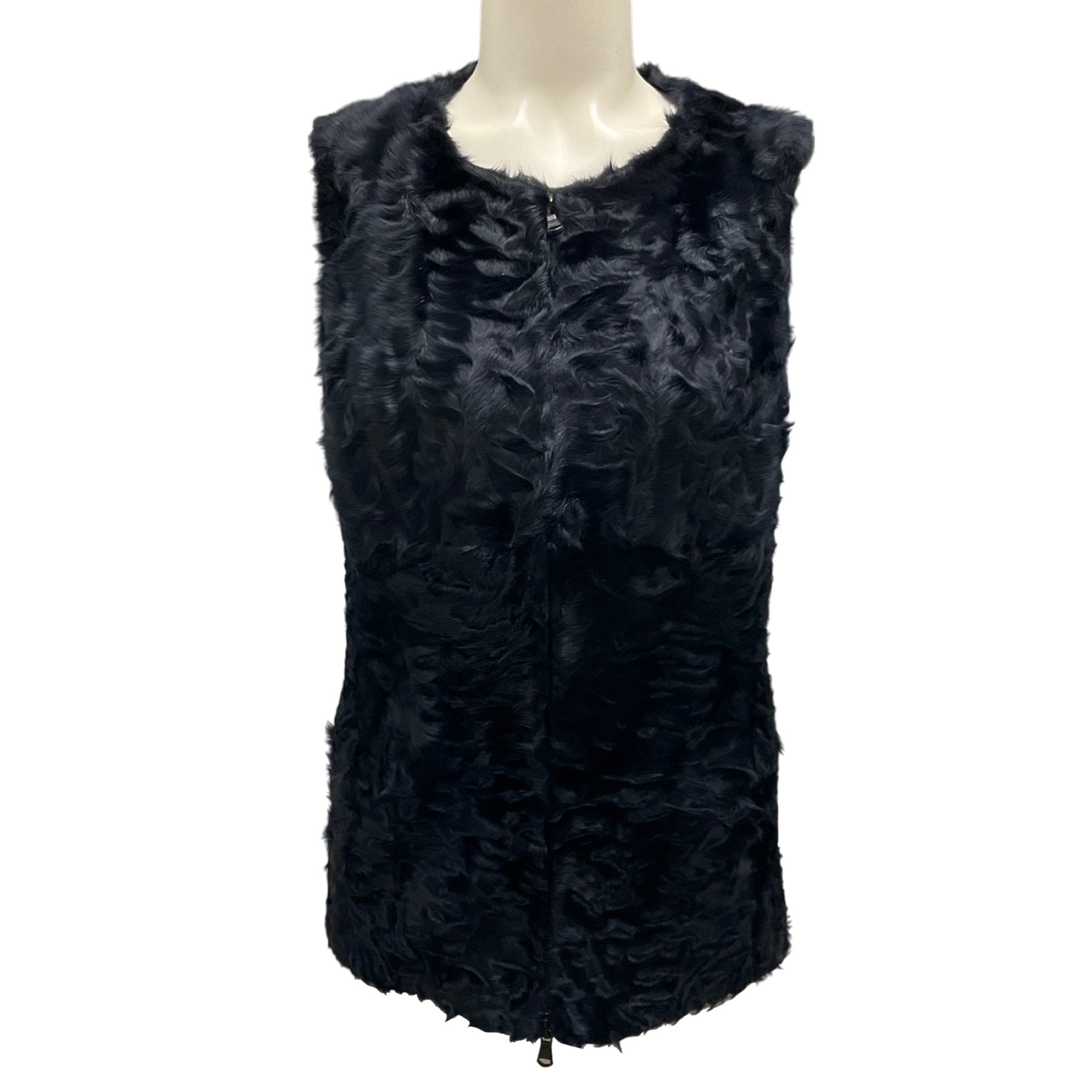 Susan Bender Navy Blue Persian Lamb Fur Vest