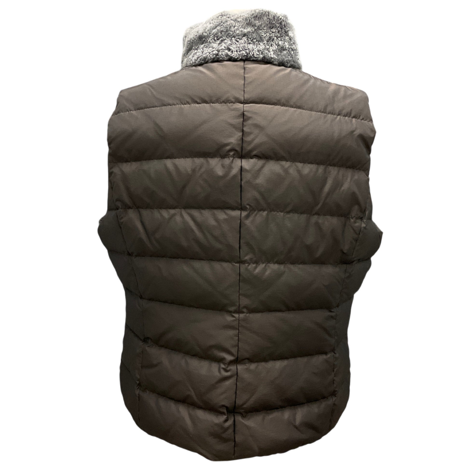 Fabiana Filippi Brown / Grey Shearling Trimmed Nylon Puffer Vest