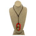 Load image into Gallery viewer, Hermes Red / Buffalo Horn Large Meyance Pendant Necklace on Adjustable Brown Cord
