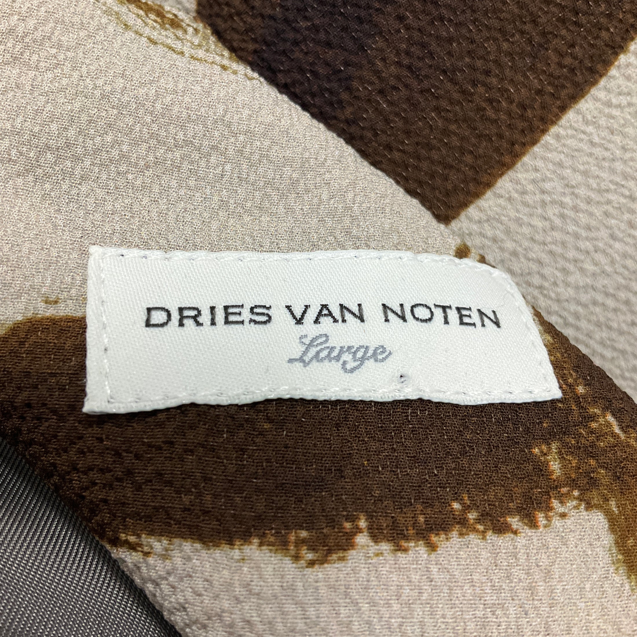 Dries Van Noten Brown / Beige Printed Crepe Blouse