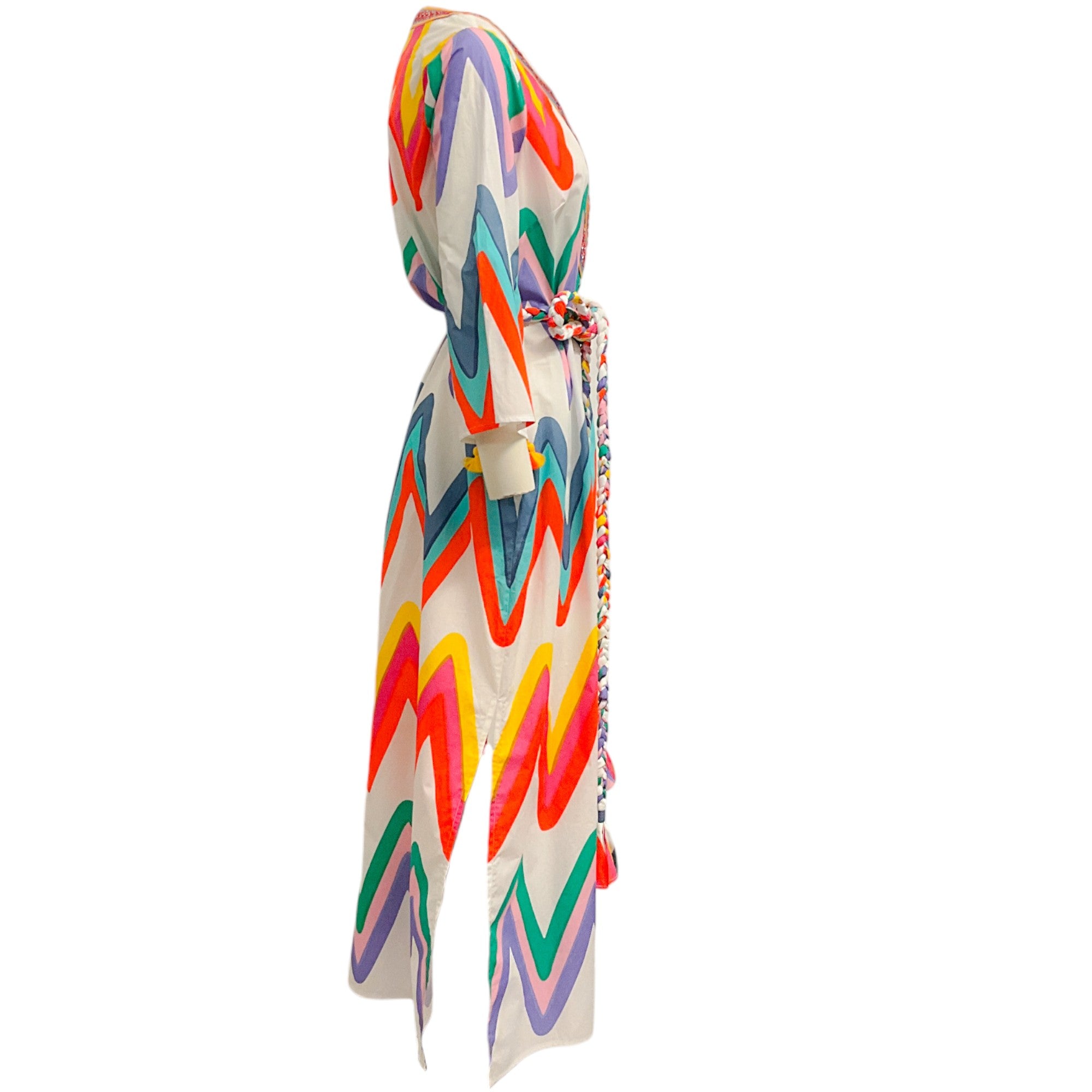 Figue White Multi Chevron Bianca Kaftan