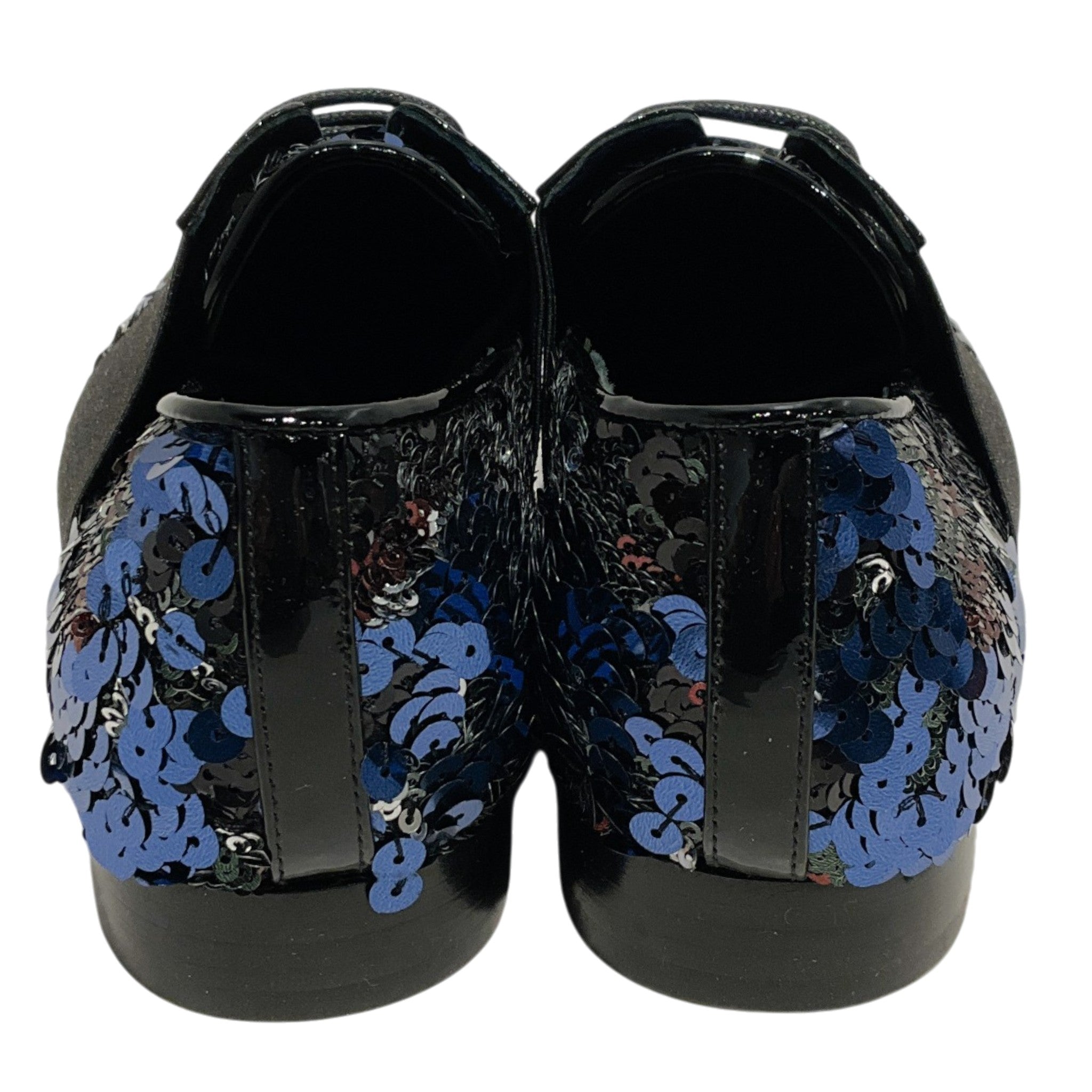 Chanel Black Multi Sequined Stretch Lace Up Oxfords