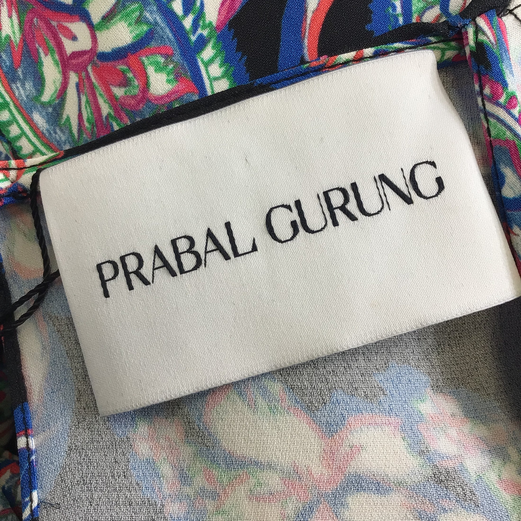 Prabal Gurung Black / Blue / Pink Multi Paisley Printed Silk Midi Dress