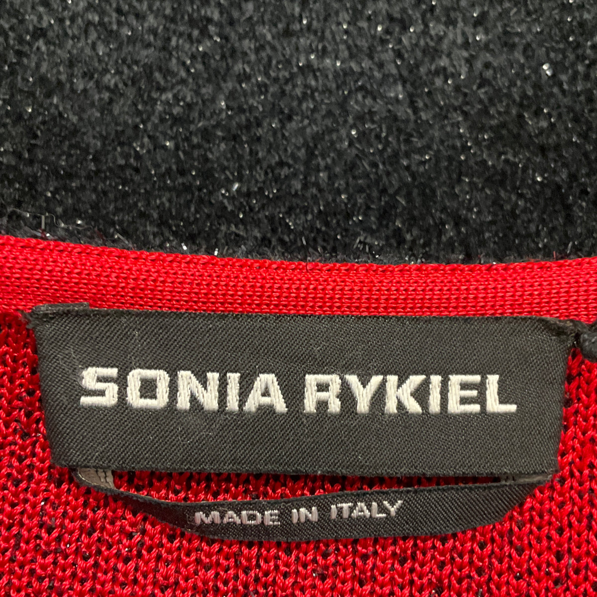 Sonia Rykiel Black Shimmer Knit Cardigan Sweater with Crystal Buttons