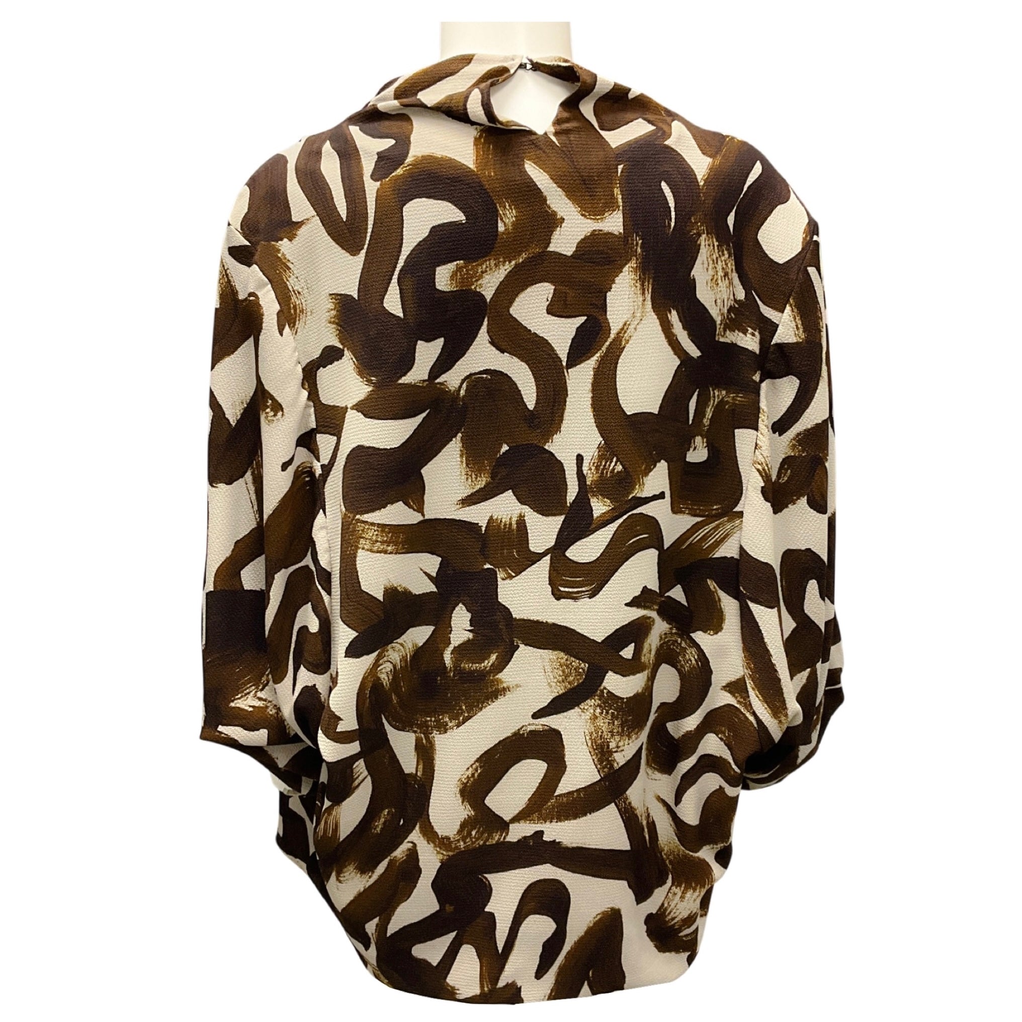 Dries Van Noten Brown / Beige Printed Crepe Blouse
