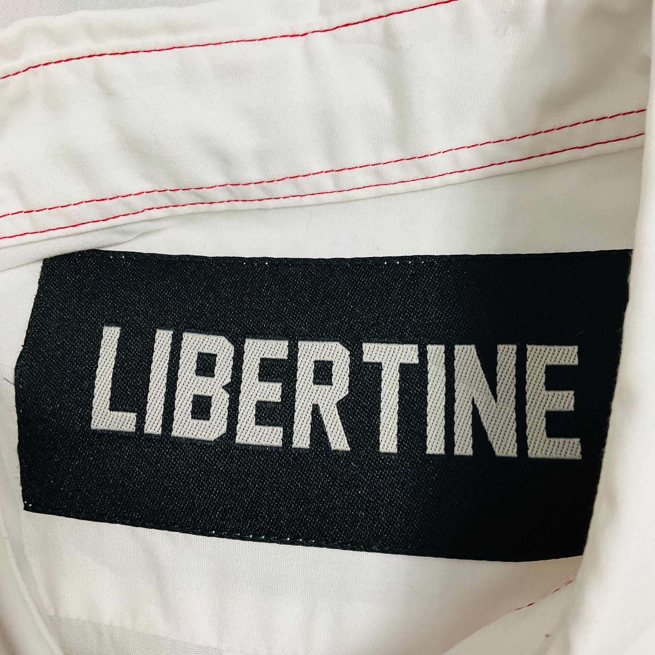 Libertine White / Black Face Print Button Down Cotton Shirt