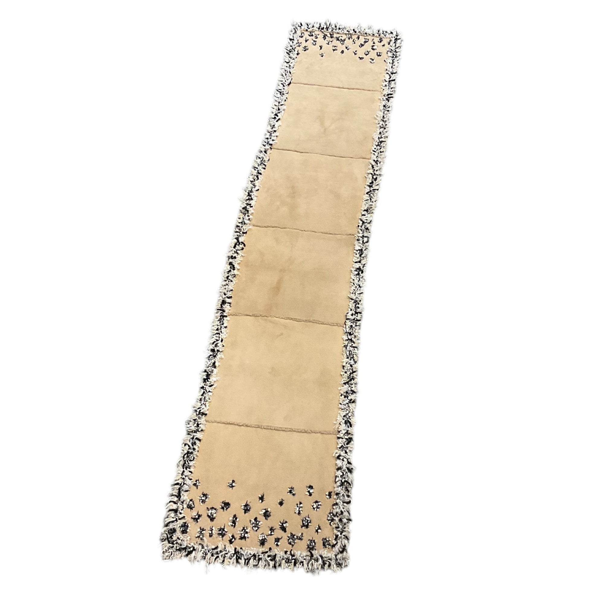 Chanel Beige 2005 Tweed Trimmed Lamb Shearling Scarf