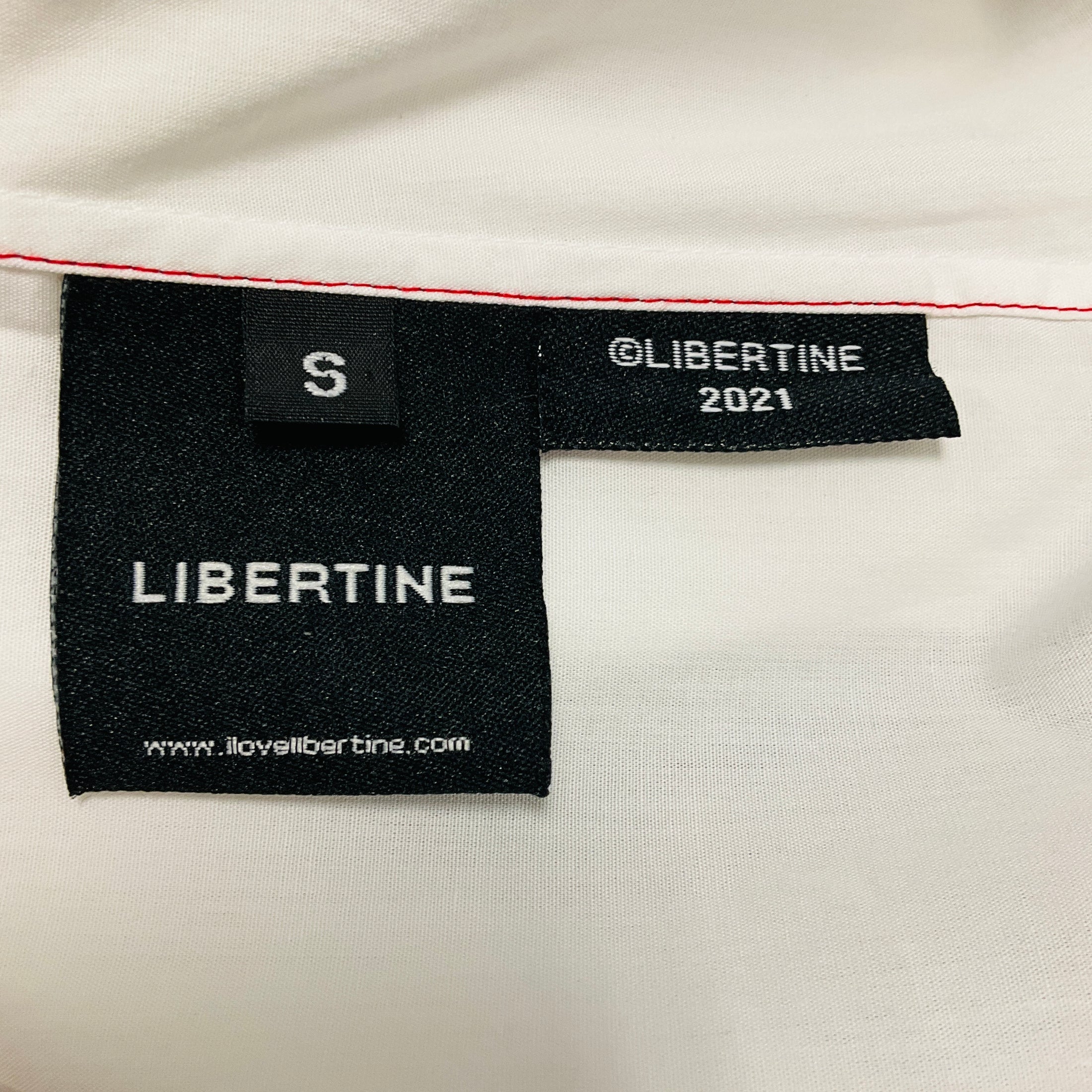 Libertine White / Black Face Print Button Down Cotton Shirt
