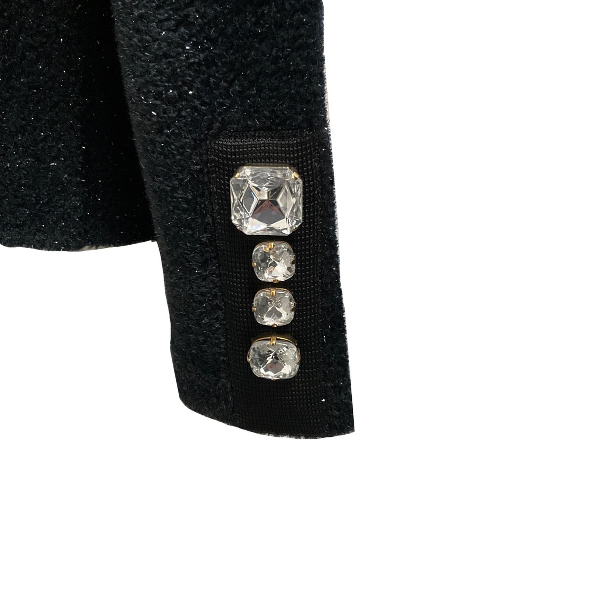 Sonia Rykiel Black Shimmer Knit Cardigan Sweater with Crystal Buttons