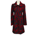 Load image into Gallery viewer, Tuleh Red / Charcoal Grey Floral Embroidered Wool Coat with Silk Lining
